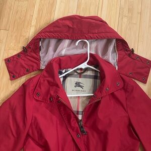 Burberry Vibrant Red Jacket with Plaid Lining
